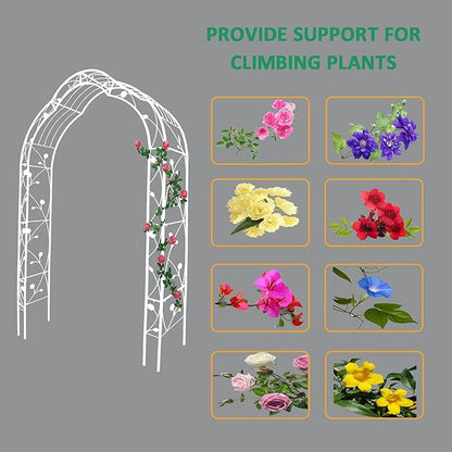 Metal Garden Arch, Assembly Garden Arbor Trellis Climbing Plants Support Rose Arch Outdoor Wedding Arch Party Events Archway (W59'' x H98.4'', Cream White)