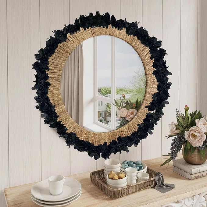 16Pcs 126Ft Black Rose Garland, Fake Rose Hanging Flowers, Artificial Flower Vine, Hanging Floral Vine Garland for Wedding, Birthday Party, Wall Arch, Halloween, Christmas Garden Backdrop Decor