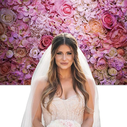 8x6ft Vinyl XMJJKUF Pink Floral Backdrop Flower Colorful Wedding Ceremony Girls Bridal Shower Background Birthday Party Decortaions Banner Portrait Photo Shoot Props