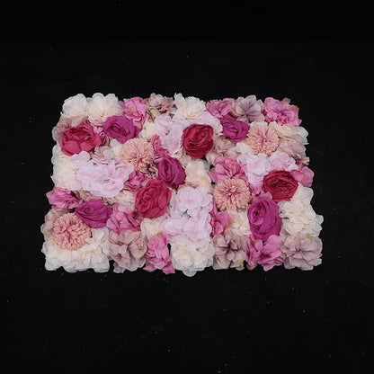 Gdrasuya10 6pcs Realistic Flower Wall Background Artificial Flowers Wall Backdrop Panel 3D Silk Rose Fake Flower Wall Panel Banquet Wedding Party Decor, Photography Background 60 x 40 cm