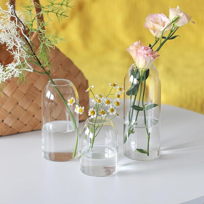 Etolies Glass Bud Vases in Bulk Set of 12, Clear Small Vases for Flowers,Modern Cylinder Glass Vase for Wedding Party Dining Table Centerpieces, Living Room Decorative, Home Decor.