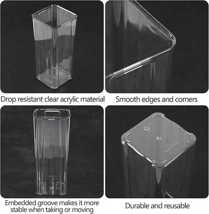 Asking 6 Pack Tall Square Acrylic Flower Vase, Clear Plastic Centerpiece Vases for Table, 4" x 4" x 9"