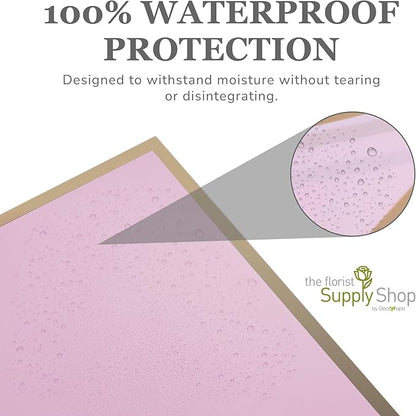 the florist Supply 20 Sheets Premium Flower Wrapping Paper | Waterproof Flower Wrapping Paper for Bouquets | Double Sided Floral Bouquet Sheets | DIY Gifts Borderline Pink/Gold