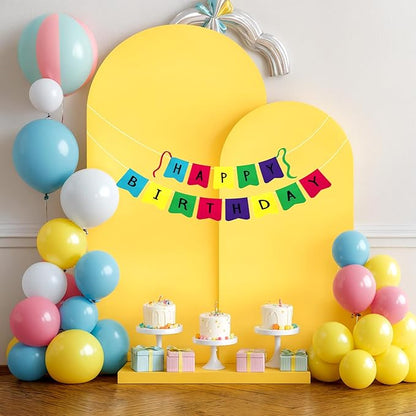 Yellow Arch Backdrop Covers - 6.6FT, 5FT Spandex Fitted Wedding Arch Stand Covers Round Top Chiara Stretchy Arch Backdrop Cover for Wedding Birthday Party Decoration