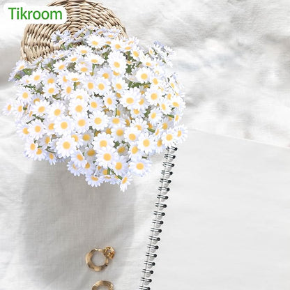 Artificial Daisy Flowers 18Pcs Small White Fake Daisies Flowers 3 Bundles 10 Inch Realistic Faux Silk Tiny Daisy Flowers for Home Garden Vase Wedding DIY Home Party Decor