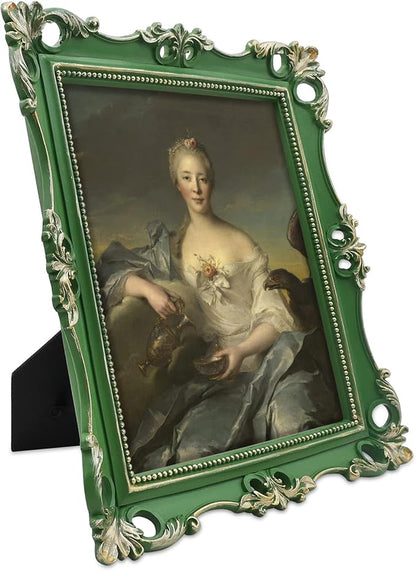 SIMON'S SHOP 8x10 Picture Frame in Moss Green with Gold Accents, Vintage Picture Frames 8x10 for Gallery Wall and Tabletop Display, Antique Style Photo Frame
