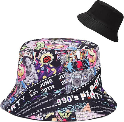 Malaxlx Bucket Hat Beach Sun Hat Fishing Hat for Women Men, Outdoor Travel Reversible Double Side Wear Fisherman Hat