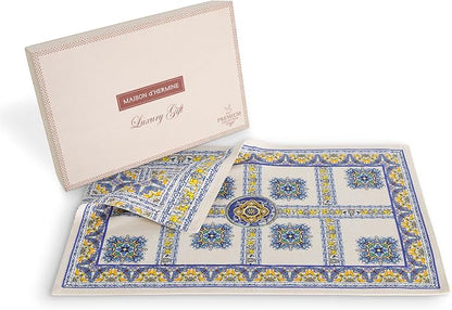 Maison d' Hermine Placemat 100% Combed Cotton Premium Cloth Placemats 13"x19" Washable Place Mats, Home, Kitchen, Dining, Cocktail Parties & Camping - Sciacca (Set of 4)