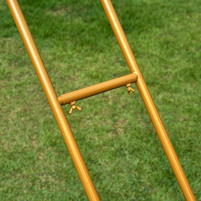7FT Heart Shaped Metal Arch Frame, Wedding Arch Stand for Ceremony, Large Double Tube Balloon Arch for Wedding Backdrop (Gold)
