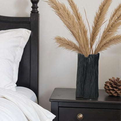 Black Matte Ceramic Vase, Organic Nature Shape, 7.5 Inch Boho Nordic Ins Style Decorative Flowers Vase, Living Room Bedroom Entryway Minimalist Centerpiece Decor, Birthday Gifts for Women