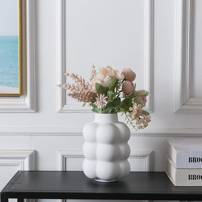 Ceramic Vase, Modern Dried Flower Vase, White Vase with Raised Dots, Boho Home Decor for Centerpiece Wedding Dinner Table Party Living Room Office Bedroom, Housewarming Gift
