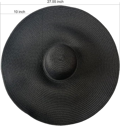 Oversized Beach Straw Hats for Women Extra Large Wide Brim Beach Hat Foldable Roll up Floppy Sun Hat