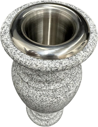 Memorial Cemetery Flower Vase - Real Granite (Grey Granite), with Stainless Steel Inner, Grave Marker, Decorations for Gravesite, Headstone Flowers Holder, Garden Lawn & Yard
