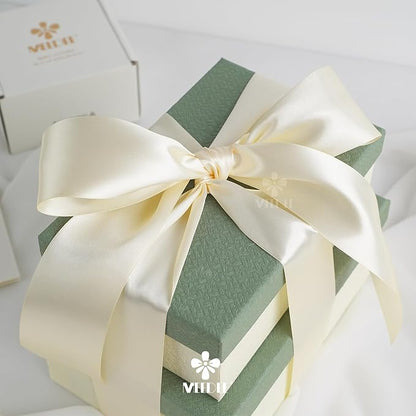 MEEDEE 2 Inch Ivory Satin Ribbon Lux Double Faced Ribbon by 25 Yards Ivory Silk Ribbons Beige Satin Ribbons for Gift Wrapping, Weddings, Flower Bouquet, Holiday Decorating