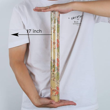 Aimyoo Kraft Floral Wrapping Paper Roll - Mini Roll - 17 Inch x 16.4 Feet - All Occasion Vintage Flower Gift Wrap Paper for Mother's Day Wedding Birthday Bridal Shower
