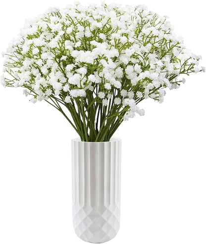 Babys Breath Artificial Flowers, 48Pcs Fake Baby Breath Flowers Artificial Bulk 11inch White Faux Gypsophila Real Touch Flowers for Outdoors Wedding DIY Bouquet Arrangement Home Garden Decor