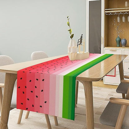 Watermelon Table Runner,Summer Fruit Tropical Birthday Party Decorations Dining Room Home Kitchen Table Decor 13 x 36In