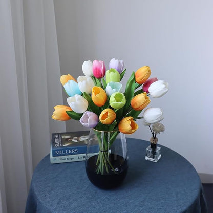 Buart Summer-Colors Tulip Flowers Artificial Luxury Big Tulip Valentine's Day Mother's Day Easter Home Kitchen Wedding Decorations(11pcs)