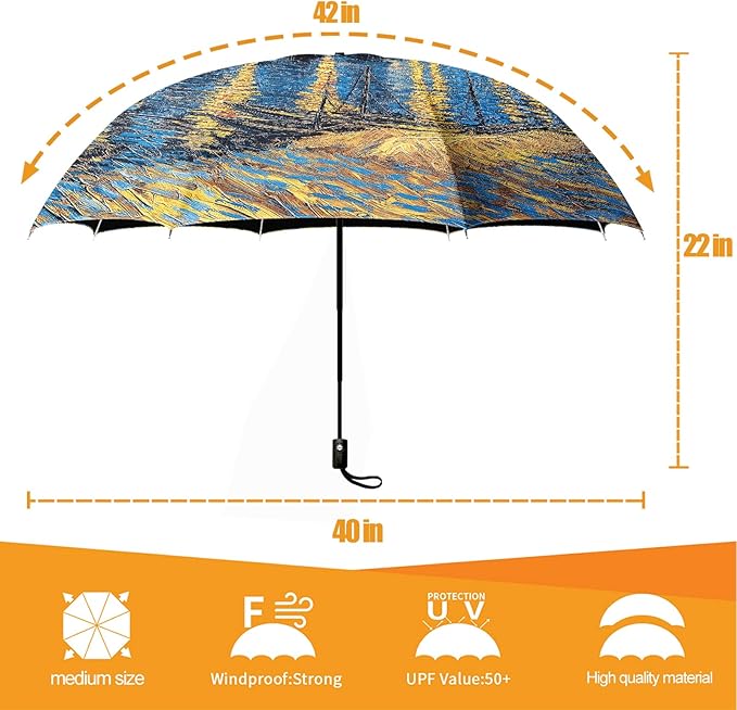 Small Compact Travel Automatic Folding Umbrella for Women, Portable Lightweight, Rain, Wind, UV Sun Shade