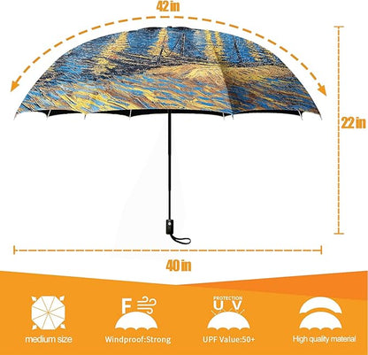 Small Compact Travel Automatic Folding Umbrella for Women, Portable Lightweight, Rain, Wind, UV Sun Shade