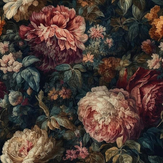 Dark Black Pink White Plum Floral Peony Flowers Peel and Stick Wallpaper Easy Peel Off Contact Paper Stick on Adhesive Wall Paper for Bathroom Waterproof Renter Friendly