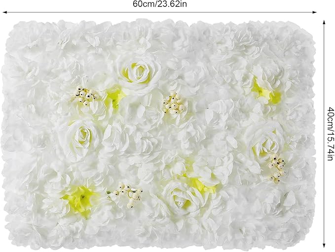 LOYALHEARTDY 12 Pack Artificial Flower Wall Panels 24" x 16" Flower Wall Panel White Wall Backdrop Faux Hydrangea and Rose Flower Backdrop Panels for Flower Wall Wedding Party Event Decoration