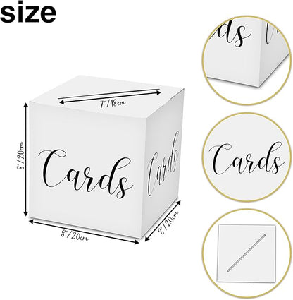 Classic Elegant Card Box – 1 Set Hot Stamping Card Receiving Box for Gift Envelope Money – Wedding Bridal Baby Shower Birthday Graduation Party Supplies Decorations ( 8"*8"*8", Black and Gold)-A07