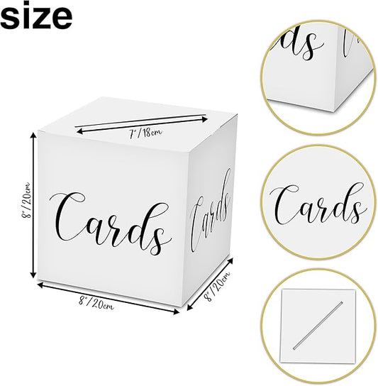 Classic Elegant Card Box – 1 Set Hot Stamping Card Receiving Box for Gift Envelope Money – Wedding Bridal Baby Shower Birthday Graduation Party Supplies Decorations ( 8"*8"*8", Black and Gold)-A07