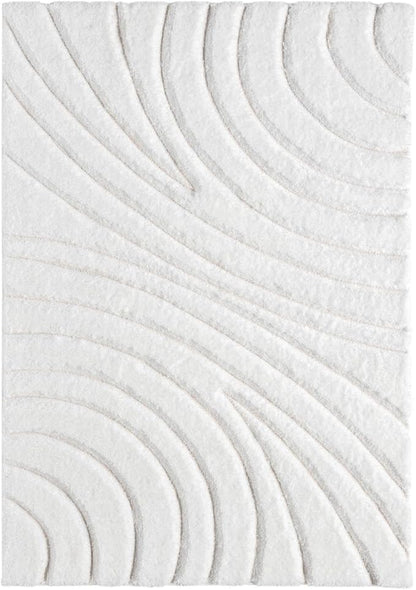 LUXE WEAVERS Lantanas Collection 7070 Cream 8x10 Modern Shag Geometric Area Rug