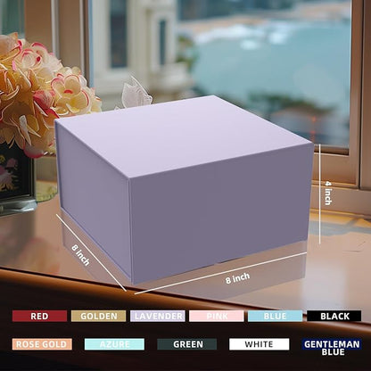 Gift Box 8x8x4 Inch with Magnetic Closure Lid Purple Gift Box For Presents,Birthday box,Magnetic Box for Wrapping Gifts(Purple)
