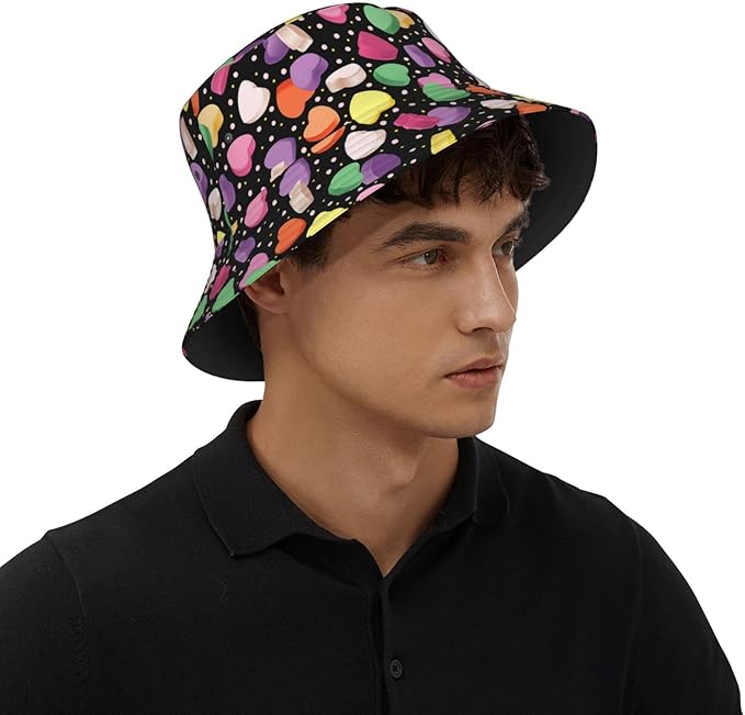 Love Bucket Hat Heart Fisherman Cap Romantic Bucket Hats Sun Caps for Hiking Camping