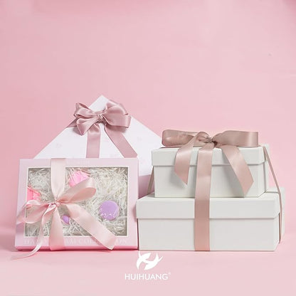 HUIHUANG Dusty Rose Wedding Ribbon Double-Faced Satin Ribbon Assortment 1" Wide Rose Pink Silk Ribbons for Gift Wrap Wedding Bridal Baby Shower Decor Flower Bouquet Crafts- 6 Colors X 5 Yards Each