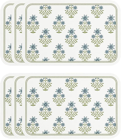 ISAENNE Rectangular Placemats Set of 6,Floral PVC Placemats, Waterproof and Heat-Resistant Place Mats,Decoration for Kitchen, Dining, Parties, Holiday,12"*17"
