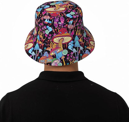 Mushrooms Skulls Cool Bucket Hat Beach Sun Hat Beach Fishing Hat for Men Women