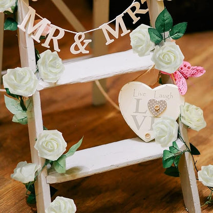 30 pcs Glitter Roses Ivory Artificial Foam Rose Artificial Glitter Flowers with Stem, Foam Glitter Rose for Wedding Party Office Baby Shower Home Decoration(Ivory