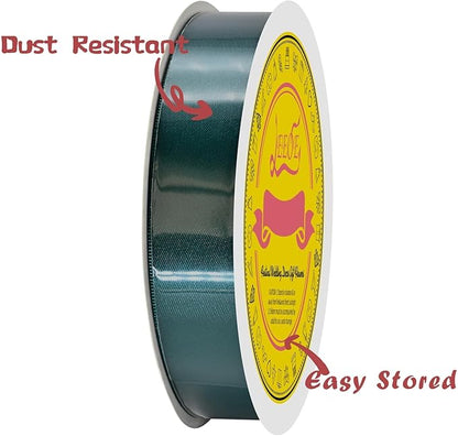 Teal Double Face Satin Ribbon 1 inch X 50 Yards Spool Bright Colors Very Suitable for Weddings Gift Package Wrapping Dancer Wand Sewing Party Hair Bow Invitation Decorations and More