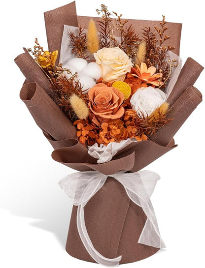 Rosaura Preserved Flowers Bouquets, Flowers for Delivery Prime, Forever Roses Bouquets Valentine's Day, Mother's Day, Christmas, Birthday Gifts (Brown)