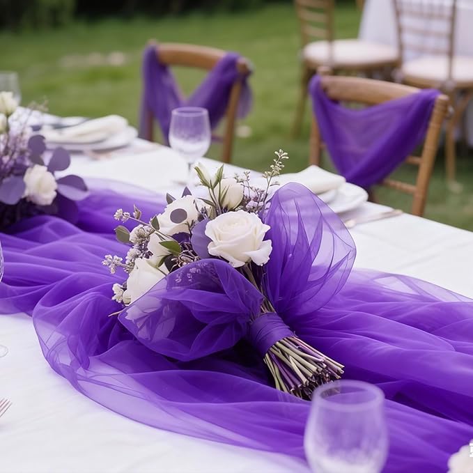 Purple Tulle Mesh Ribbon 6 Inch x 100 Yards(300ft) Netting Spool Fabric Ribbon Ideal for Tutu Skirt Art Gift Wrapping Flower Bouquet Crafts Weddings Floral Arrangements