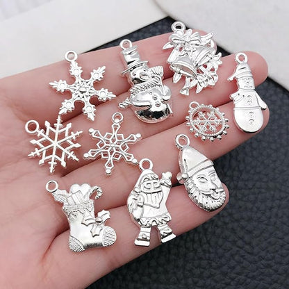 WOCRAFT 60pcs Bright Silver Christmas Bracelet Charms for Jewelry Making Sets DIY Necklace Bracelet Keychain Crafting Charms Kit Craft Supplies (SN829)