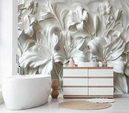 Cliouar-Plaster Floral Decorative Pattern Mural Wallpaper Peel and Stick 90" x 67"