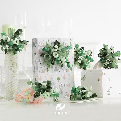 HUIHUANG Green Curly Gift Bows Self Adhesive Sage Green Burst Gift Bow for Gift Wrapping, Birthday, Wedding Baby Shower Party Favors, Wine Bottle, Treat Bags- 6 Counts
