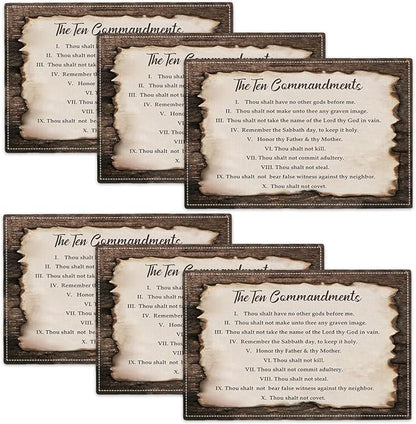 10 Commandments Placemats Set of 6, Ten Commandments Place Mats Washable Double-Sided Table Mats for Kitchen Dining Room Home Party Indoor 6 PCS 12x18 Inch