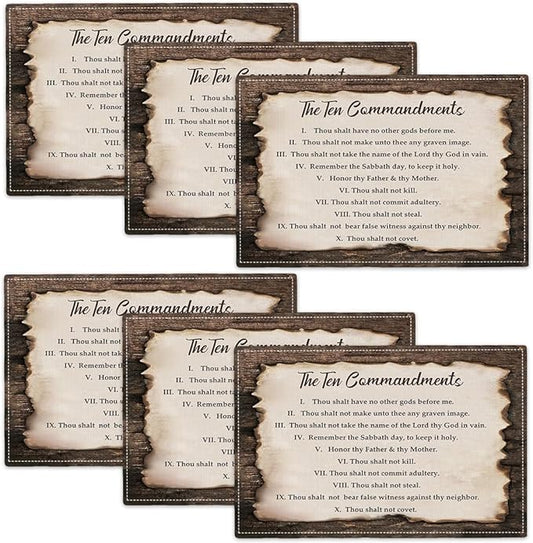 10 Commandments Placemats Set of 6, Ten Commandments Place Mats Washable Double-Sided Table Mats for Kitchen Dining Room Home Party Indoor 6 PCS 12x18 Inch