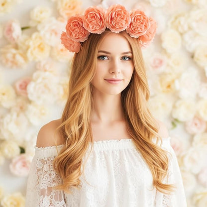 200 Pcs Flowers Long Stem Artificial Rose Bulk, 3.2 Inches Silk Rose Head Flowers Faux for Wedding Bridal Bouquet Independence Day Home Floral DIY Centerpieces Party Decoration(Peach)