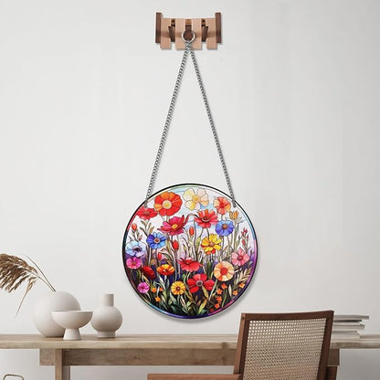 Stained Acrylic Window Handing Ornaments,Floral Suncatcher for Home Decor,Christmas,Thanksgiving Day,Mother's Day Birthday Gift for Women and Mom