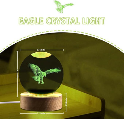 Eagle Gifts for Men, 3.15in 3D Crystal Ball Lamp with Remote Control, Eagle Decor for Lovers, Birthday Christmas Father Day for Women Men