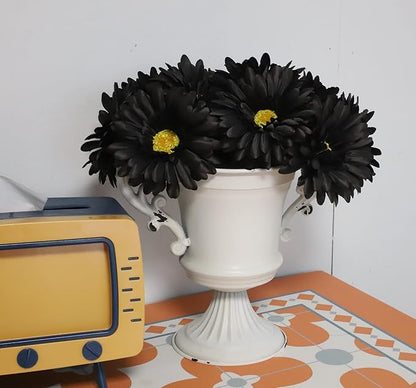 TOPIA Artificial African Daisies Flowers African Daisy Silk Flowers Artificial Gerbera Daisies Pack of 10 (Black)