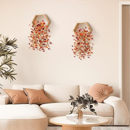 Artificial Faux Mums Fall Flowers for Outdoor Autumn Decoration,2 PCS Fake Silk Daisy Flowers Plant Eucalyptus Leaves Realistic UV Resistant for Front Porch Patio Balcony Yard Home Decor(Orange Brown)