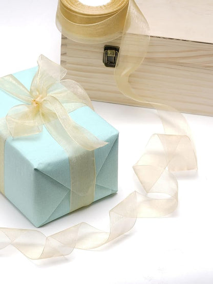 2 Roll Champagne Organza Ribbon 1.5 Inch for Wedding Gift Wrapping, Wedding Invitations, Party Decoration, Crafts