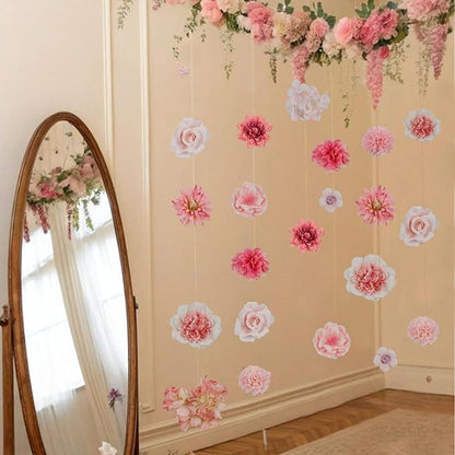 50 Pcs Artificial Flowers Heads Faux Daisy Flower Garland Heads Pink Small Fake Peony Rose Flowers Bulk Mini Silk Daisy Flower for Craft Wedding Party DIY Wreath Graduation Cap Home Decoration